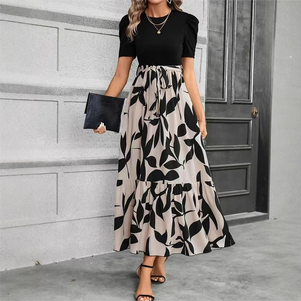 Floral Print High-Waist Elegant Dress