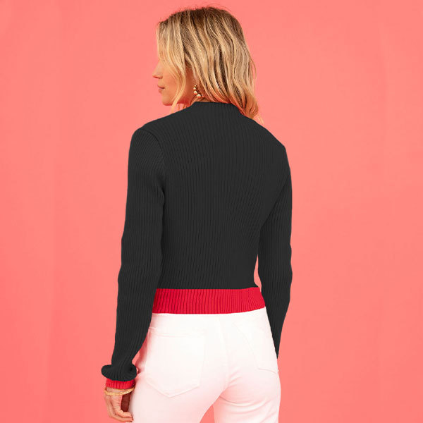 Heart Pattern Crewneck Pullover Knit Sweater