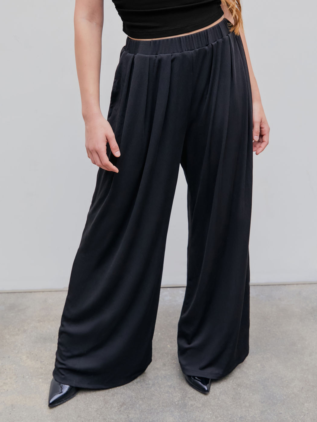 Women's Wide-Leg Stretch Elastic Waist Pants Plus Size Loose Casual