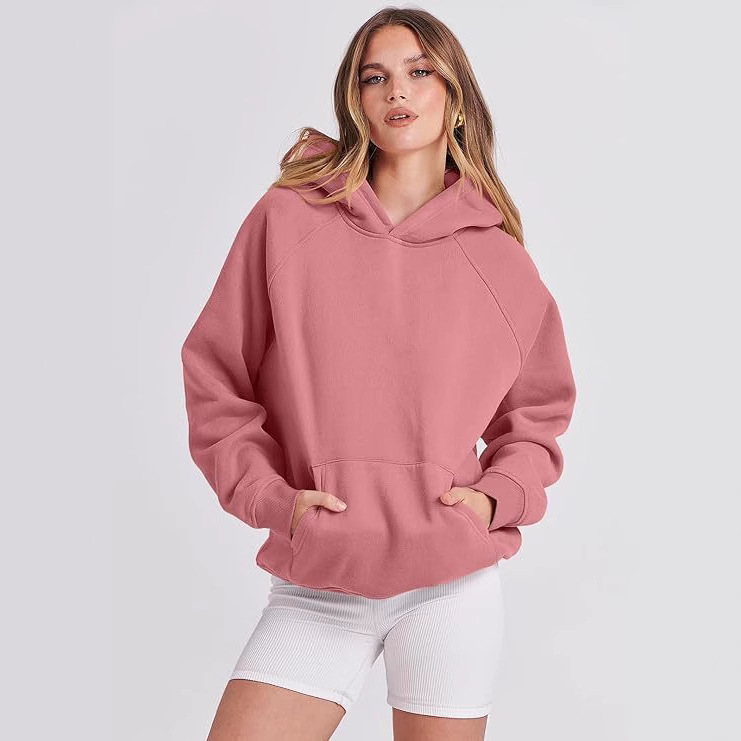 TUME Women's Hooded Pullover Sweatshirt Solid Color