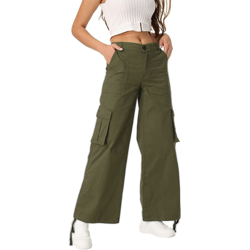 High-Waist Wide-Leg Cargo Pants with Pockets