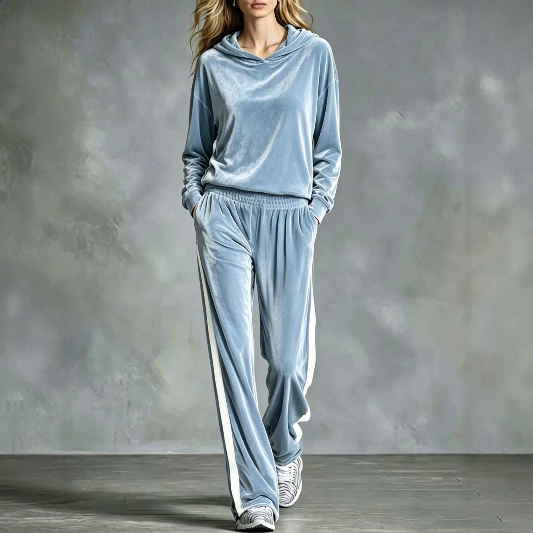 Women's Casual Loose Long Sleeve Top and Pants Two-Piece Set