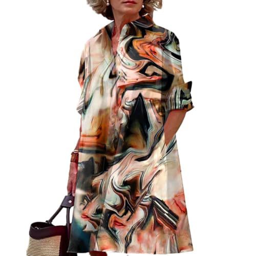 Women's Floral Print Lapel Collar Sheath Dress