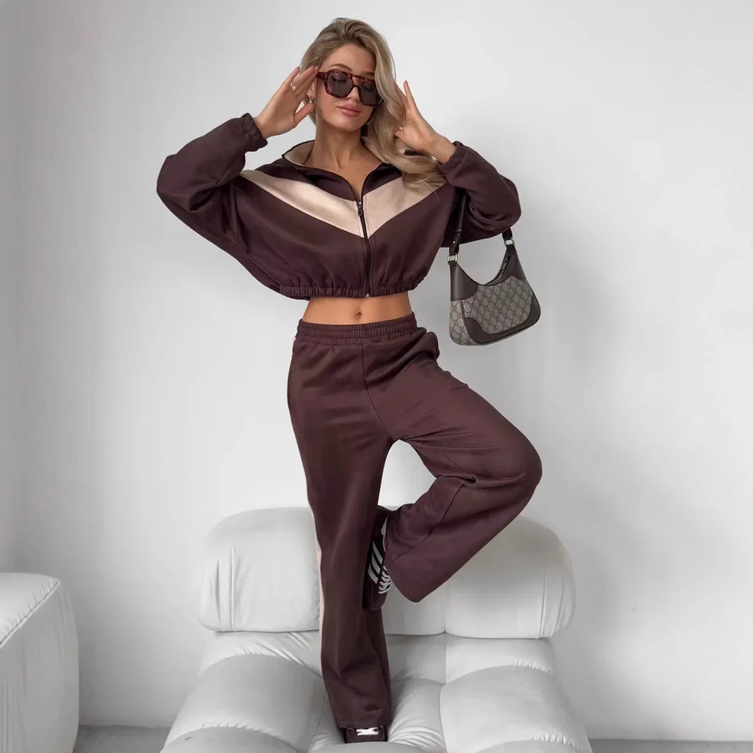 Women's Colorblock Zip Cardigan and Pants Set
