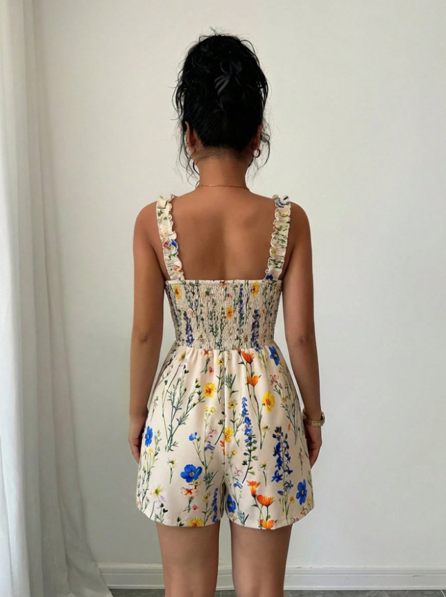 Women's Printed Cami Romper Shorts High-End Summer