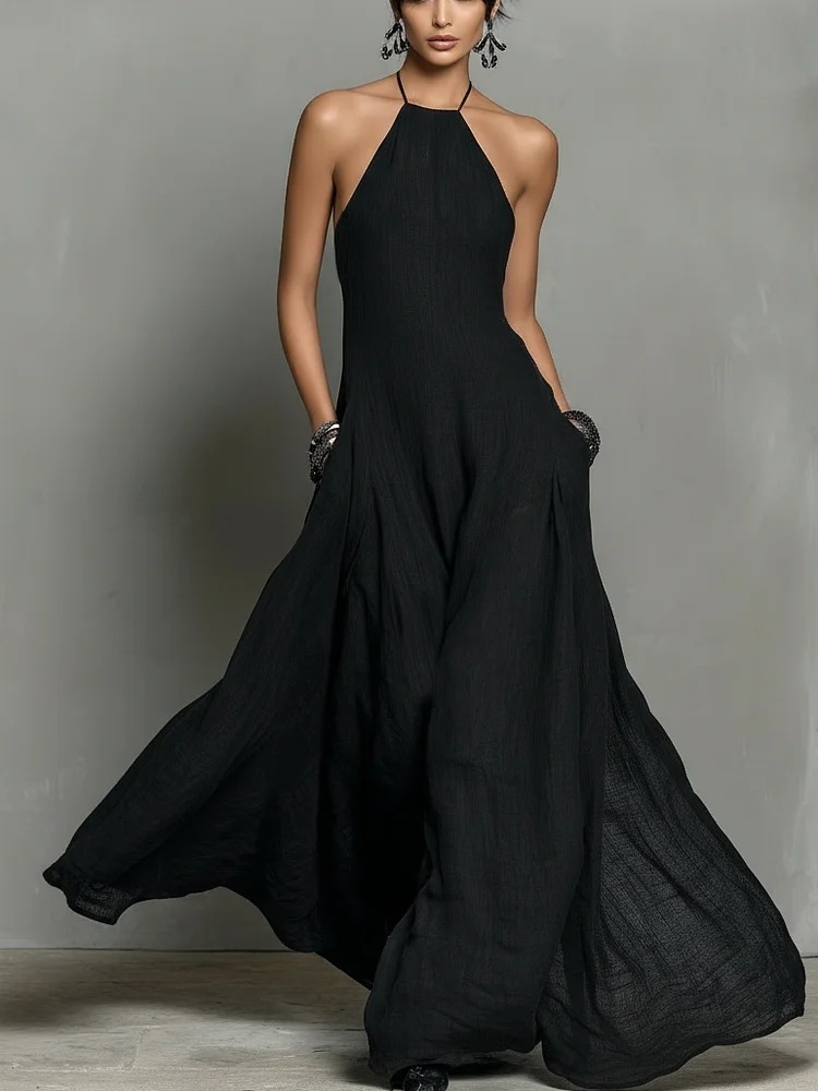Women's Sexy Minimalist Halter Backless Dress