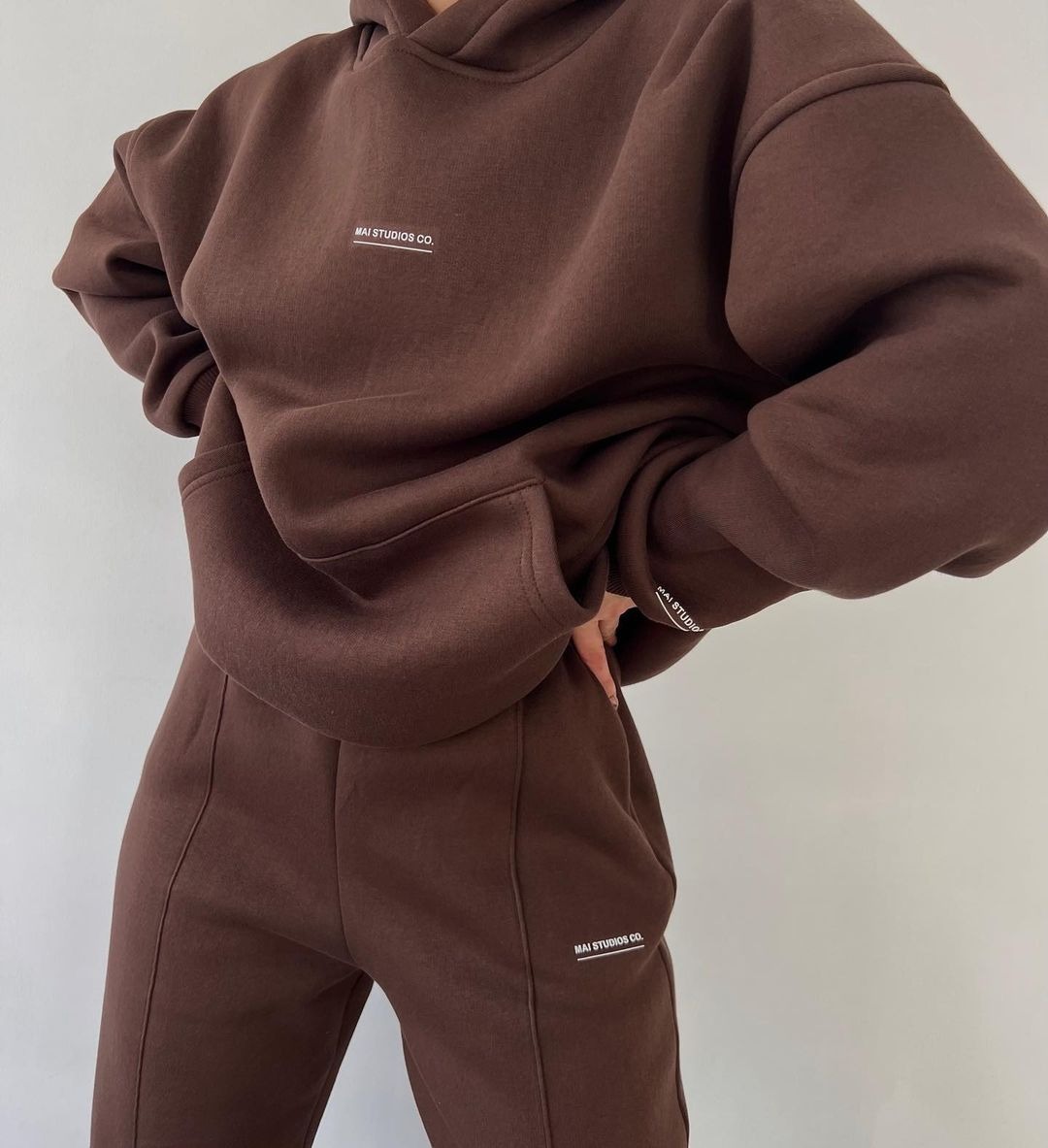 Women's Fleece-Lined Hoodie and Pants Set with Print