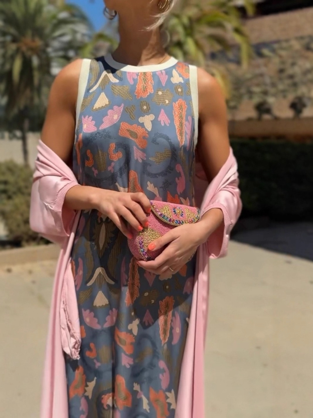 Elegant Two-Piece Midi Dress Set with Cape, Round Neck Tank, A-Line
