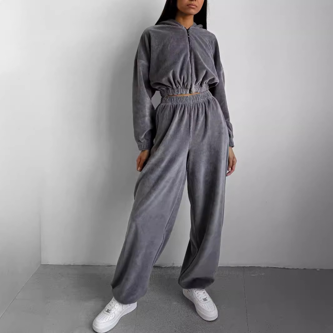 Women's Casual Loose Hooded Two-Piece Sweatsuit Set