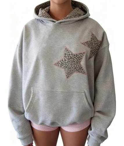 Women's Star Leopard Print Casual Hoodie