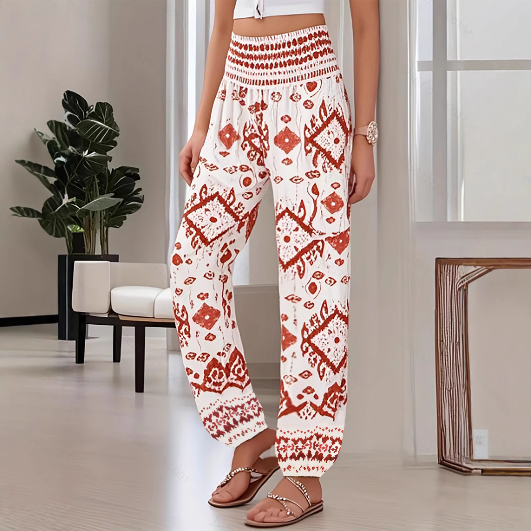 Women's High-Waist Printed Wide-Leg Pants