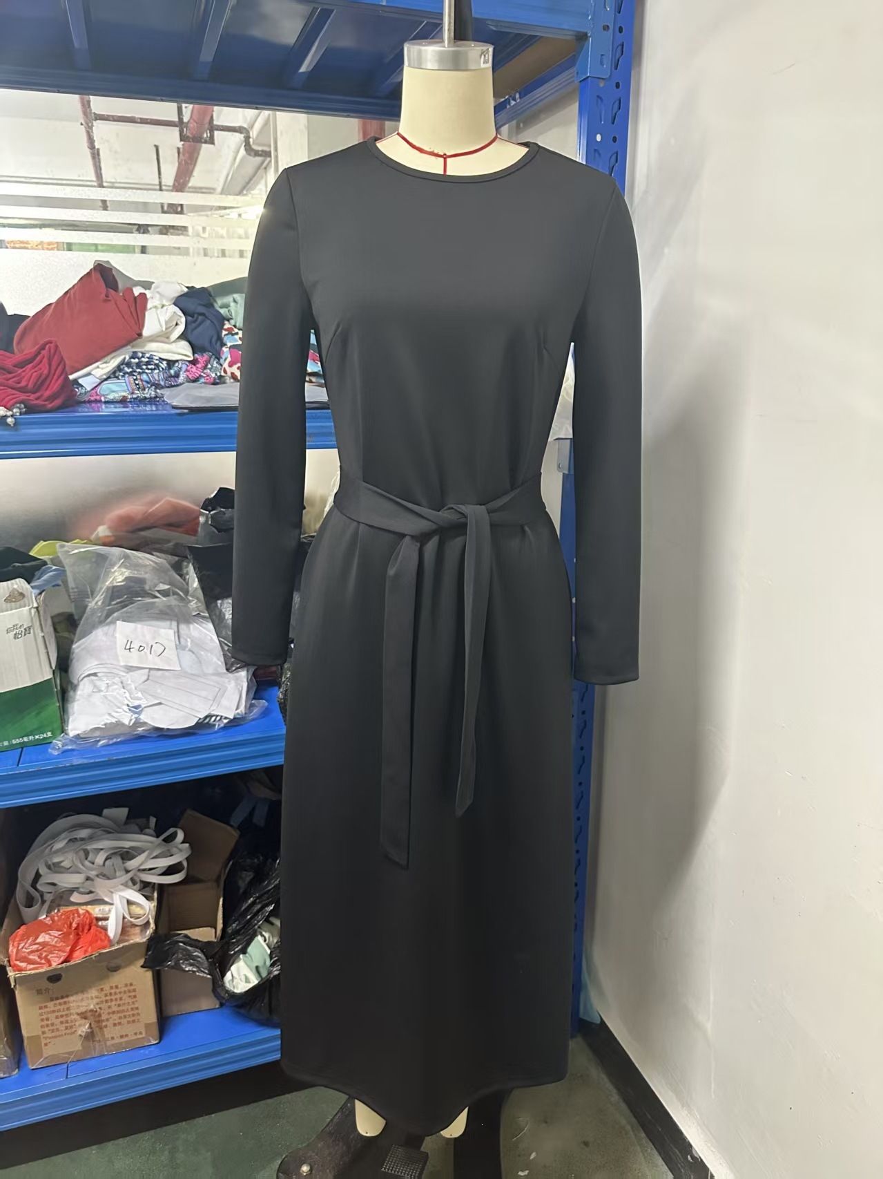 Women's Elegant Solid Long Sleeve Waist-Cinched French Dress