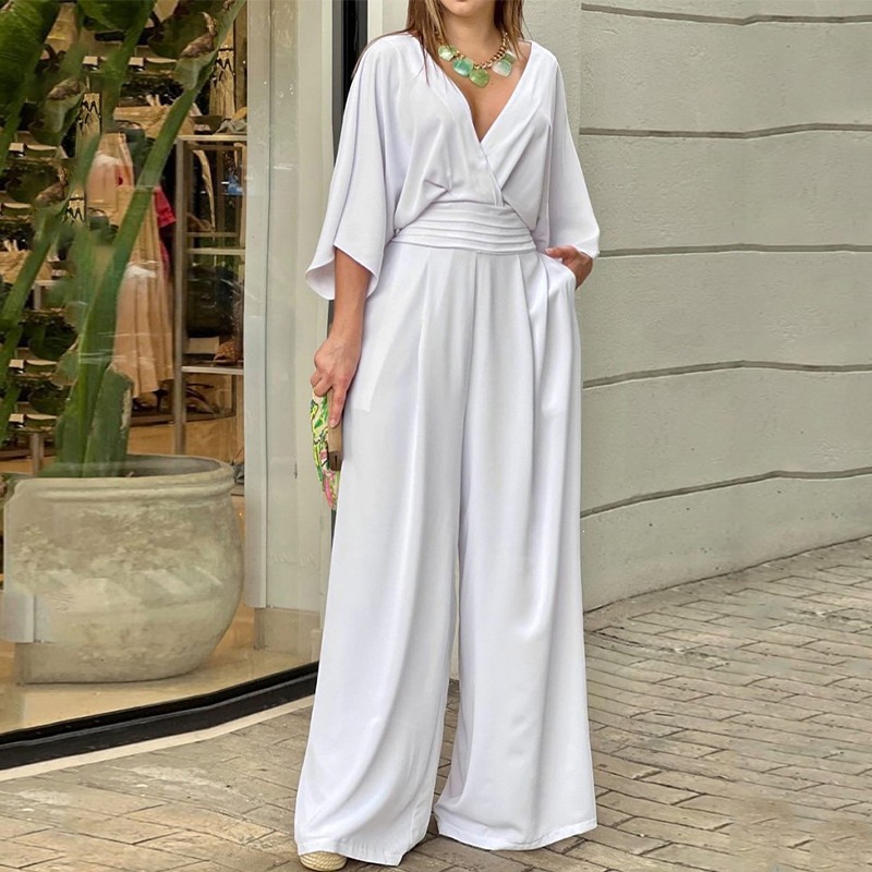 Women's V-Neck Sleeveless Wide-Leg Jumpsuit