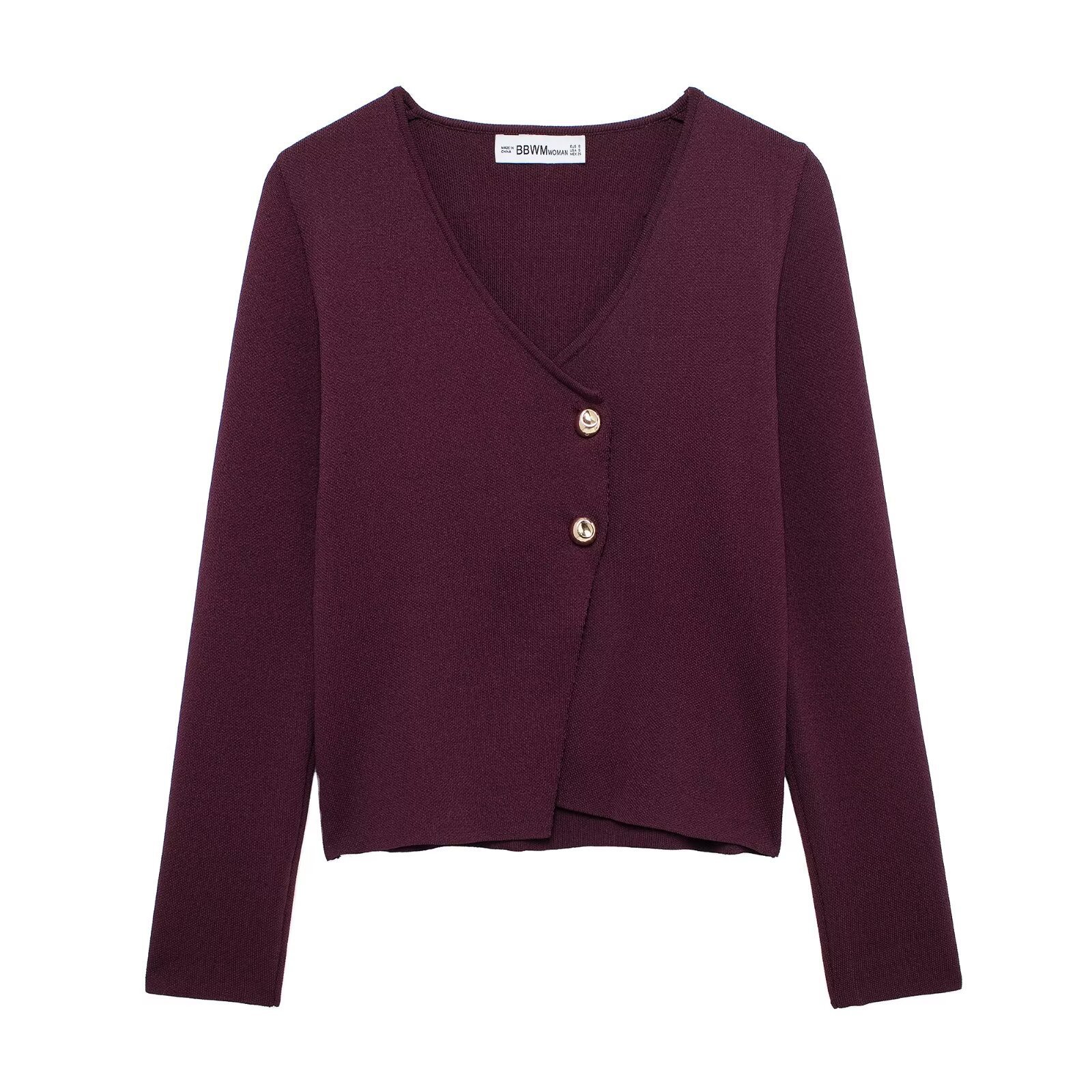 Women's Gold Button Long Sleeve Knit Cardigan