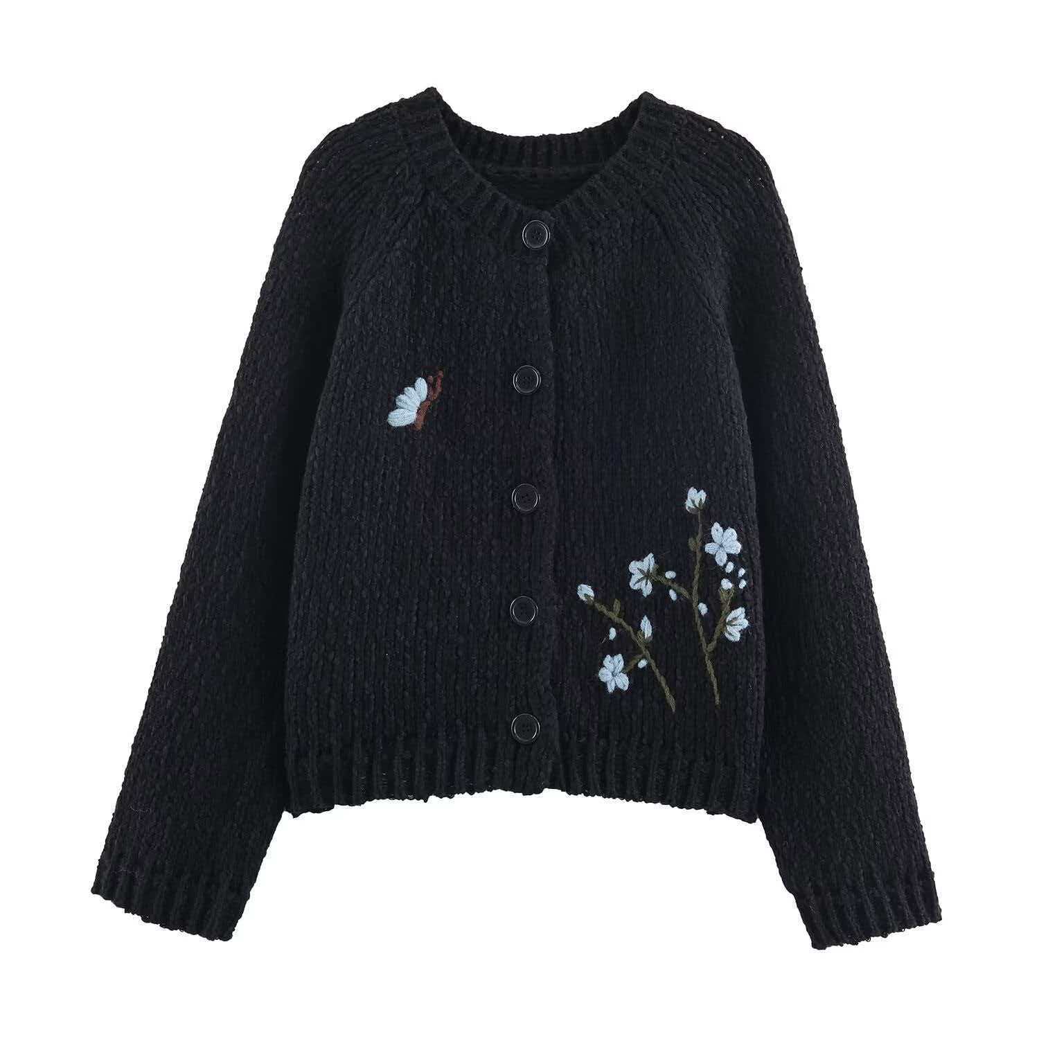 Women's Embroidered Floral Knit Cardigan