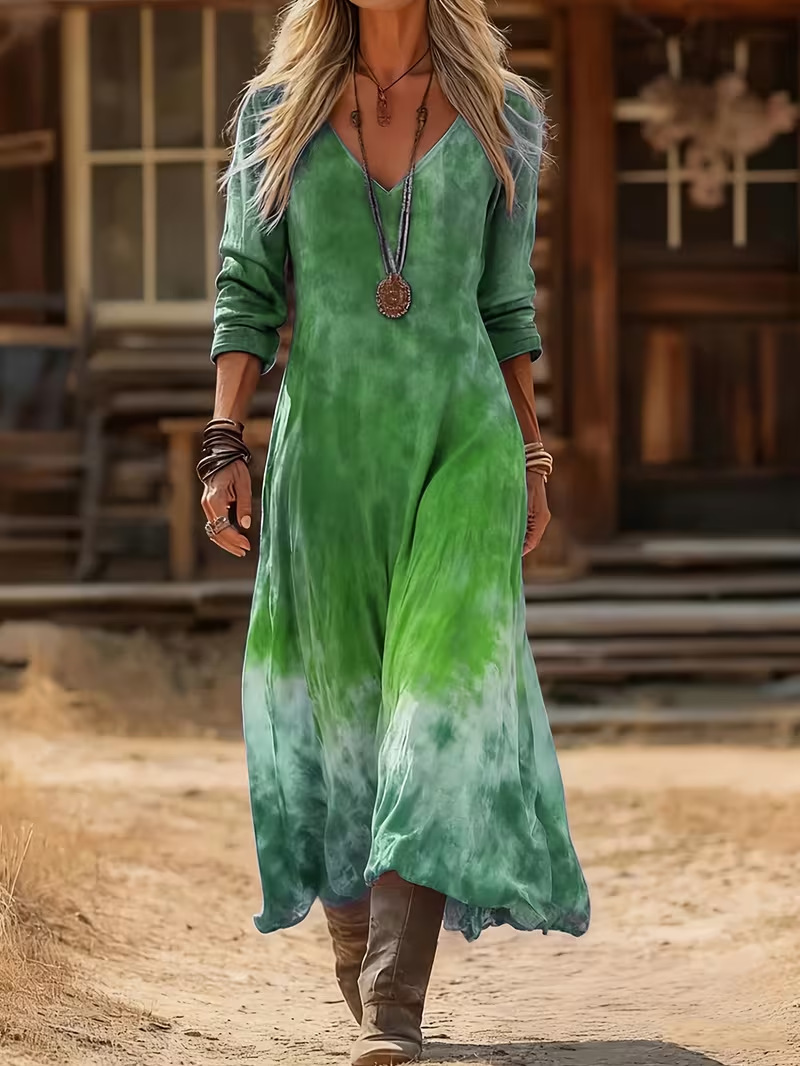 Women's Tie-Dye Print Ruched Casual Dress