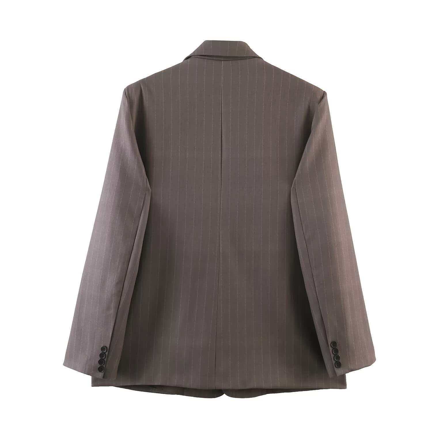 Women's Striped Blazer & Wide-Leg Pants Set