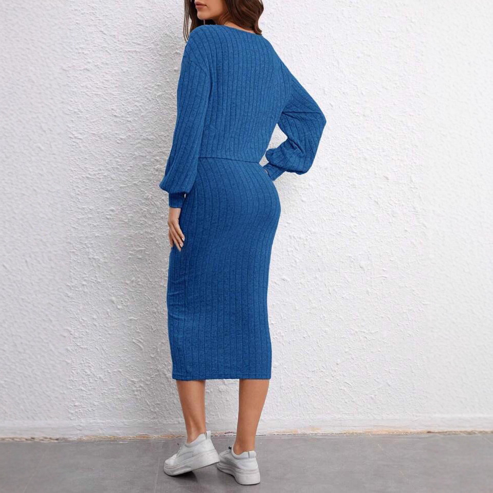 Women's Two-Piece Cardigan and Bodycon Dress Set