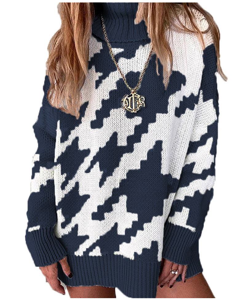 Women's Color-Block Collared Midi Knit Sweater