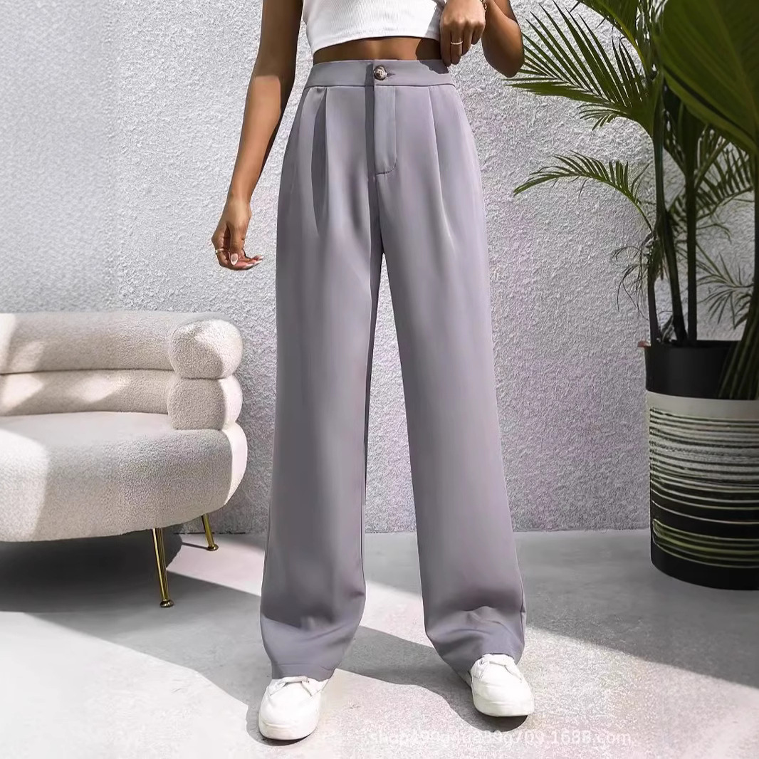 High-Waist Loose Straight Suit Pants for Women