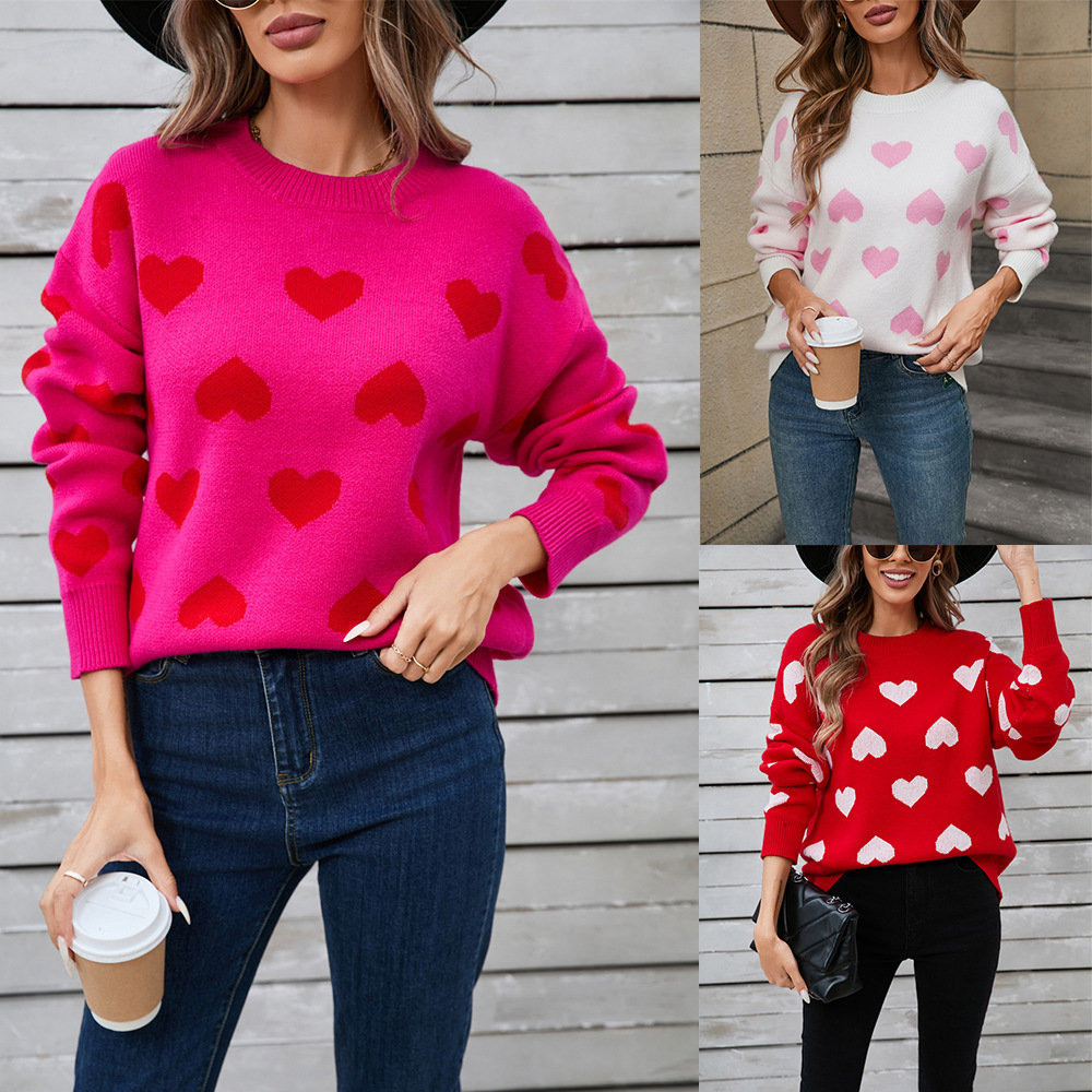 Heart Crewneck Pullover Sweater