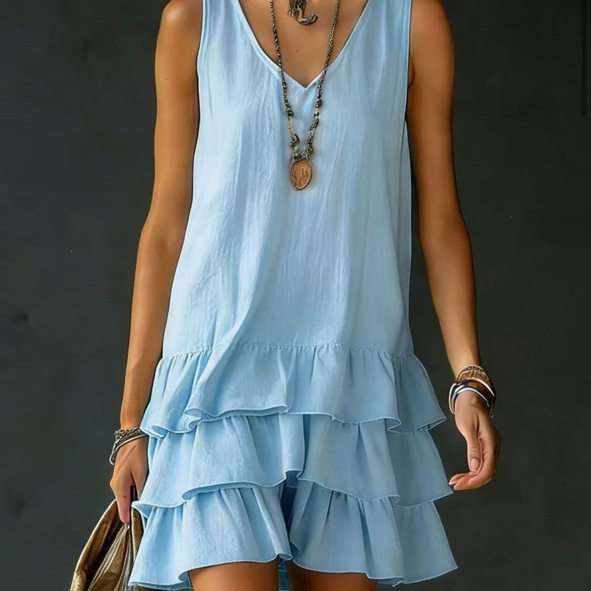 Women's Loose Casual Solid Color Sleeveless Tank Dress