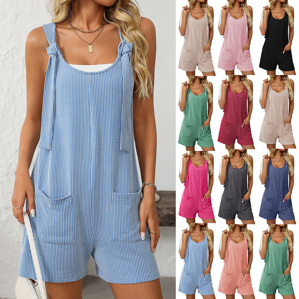 Twist Knit Sleeveless Jumpsuit with Pockets