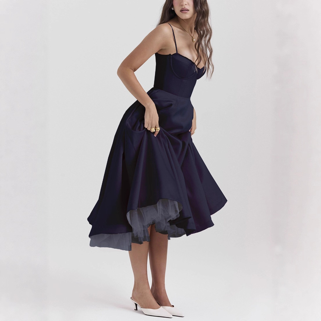 Sexy V-Neck Open-Back Sleeveless High-Waist Bubble Dress