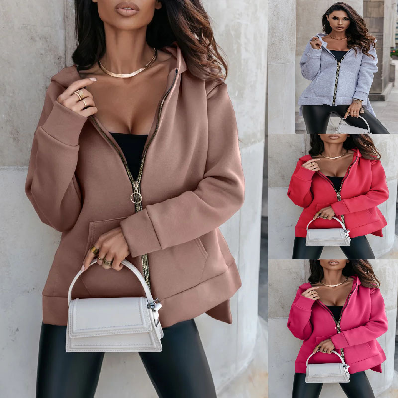 Women's Zip-Up Hoodie with Pockets Loose Fit Casual Sweatshirt
