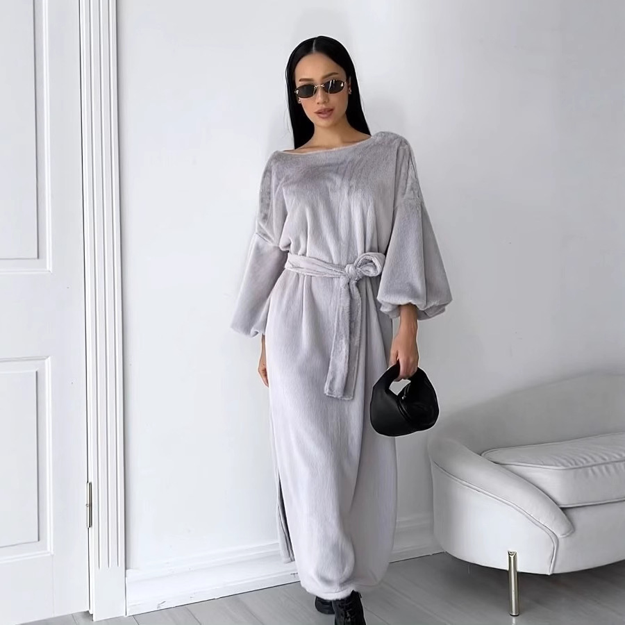 Women's Tie-Waist Long Split Dress