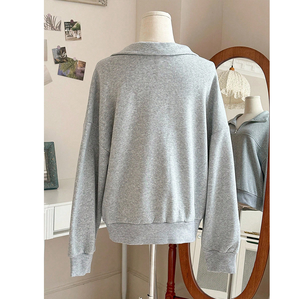Women's Y2K Half-Zip Pullover Sweatshirt Long Sleeve