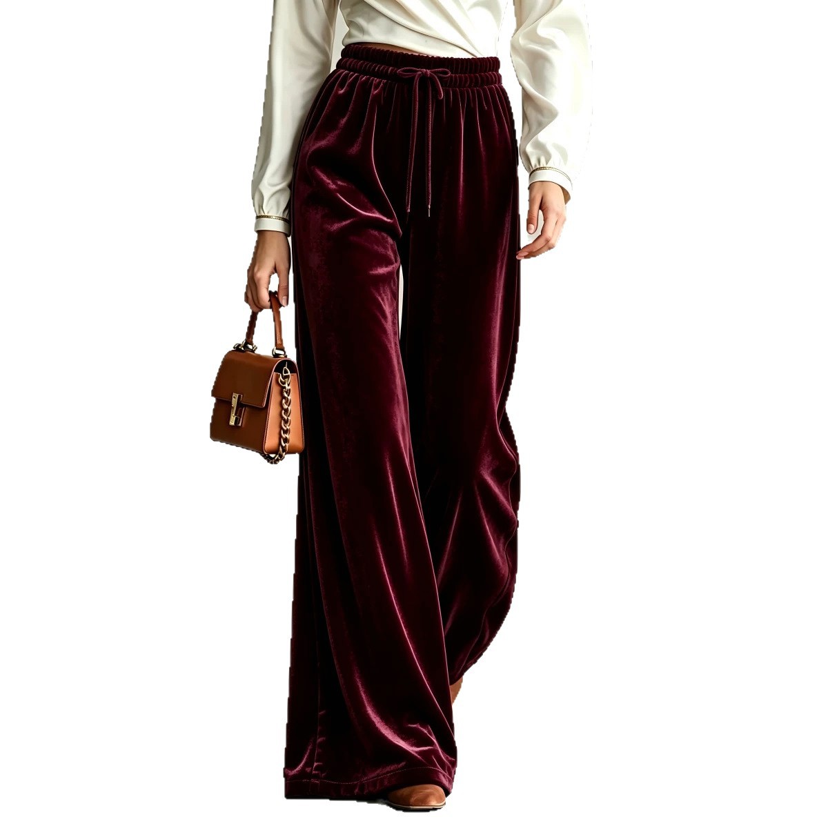 Women's High-Waist Wide-Leg Drawstring Pants with Pockets