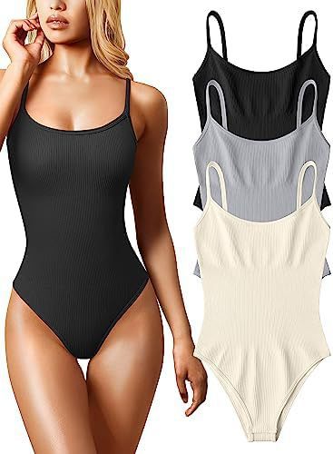 Women's Ribbed Sleeveless Spaghetti Strap Bodysuit