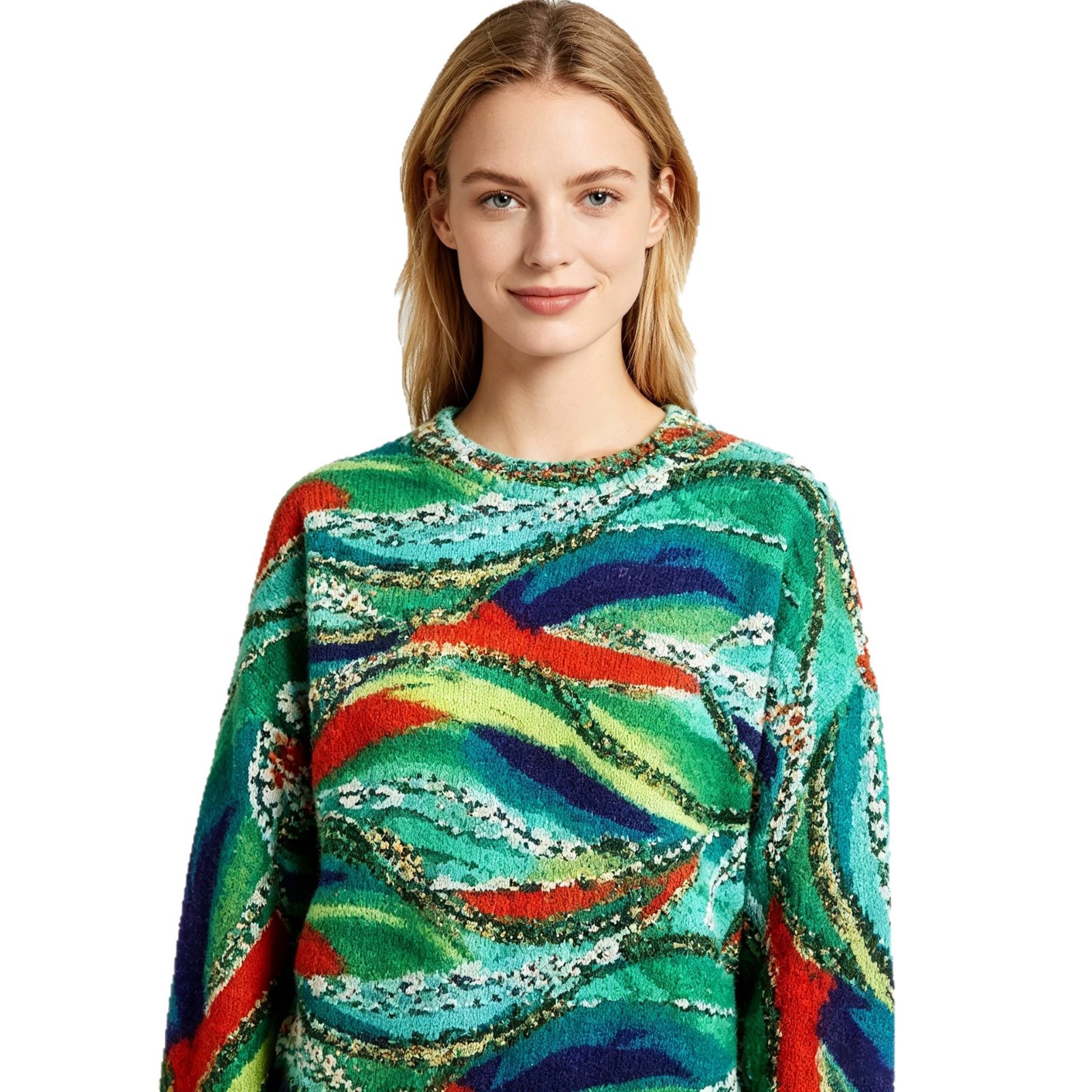 3D Christmas Print Crewneck Knit Sweater