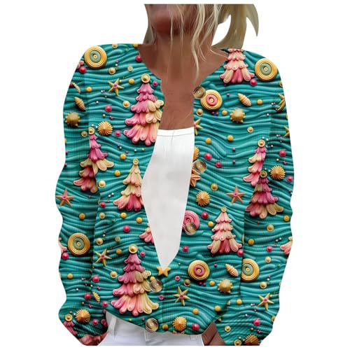 Women's Winter Cloud & Tree Print Button Cardigan Sweater