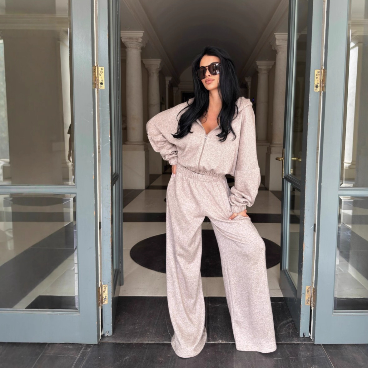 Women's Long Sleeve Casual Athleisure Two-Piece Set