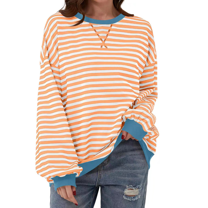 Striped Colorblock Casual T-Shirt Top