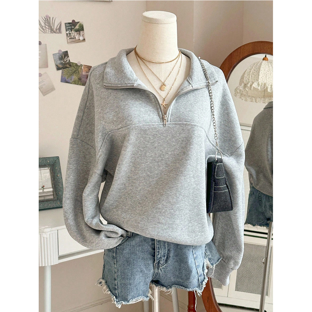 Women's Y2K Half-Zip Pullover Sweatshirt Long Sleeve