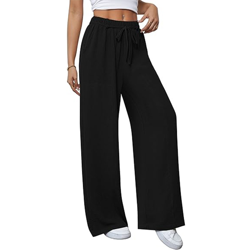 Women's High-Waist Drawstring Wide-Leg Straight Pants
