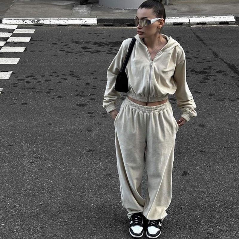 Women's Casual Hooded Cardigan and Pants Two-Piece Set