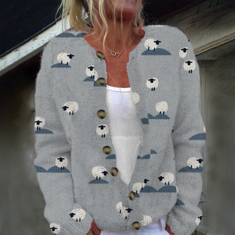 Women's Animal & Botanical Print Button-Down Cardigan