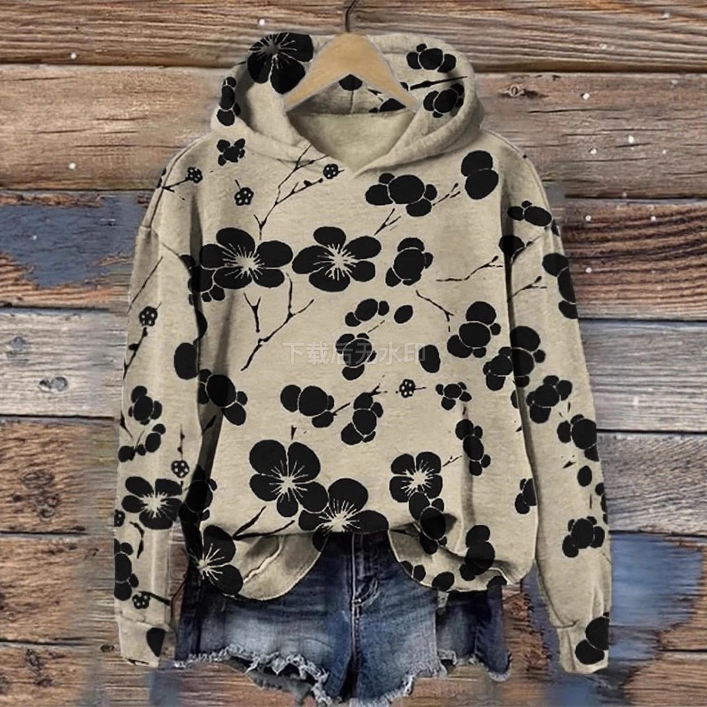 Women's Floral Petal Digital Print Hoodie
