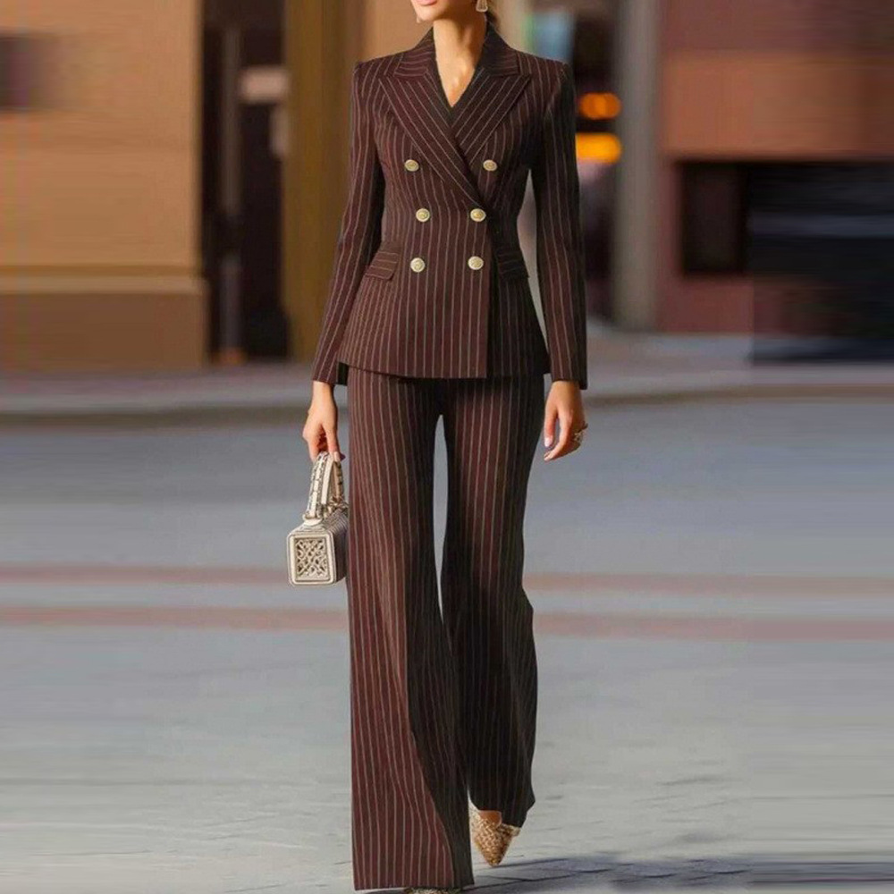 Women's Color-Block Long-Sleeve Blazer and Pants Set
