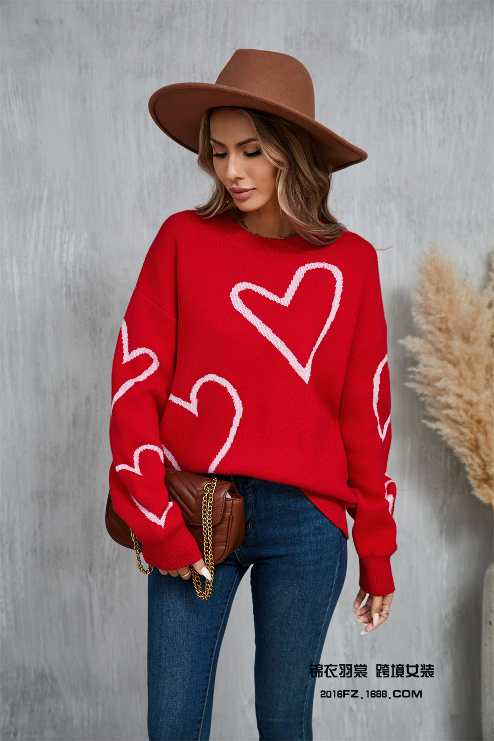 Heart Colorblock Pullover Sweater