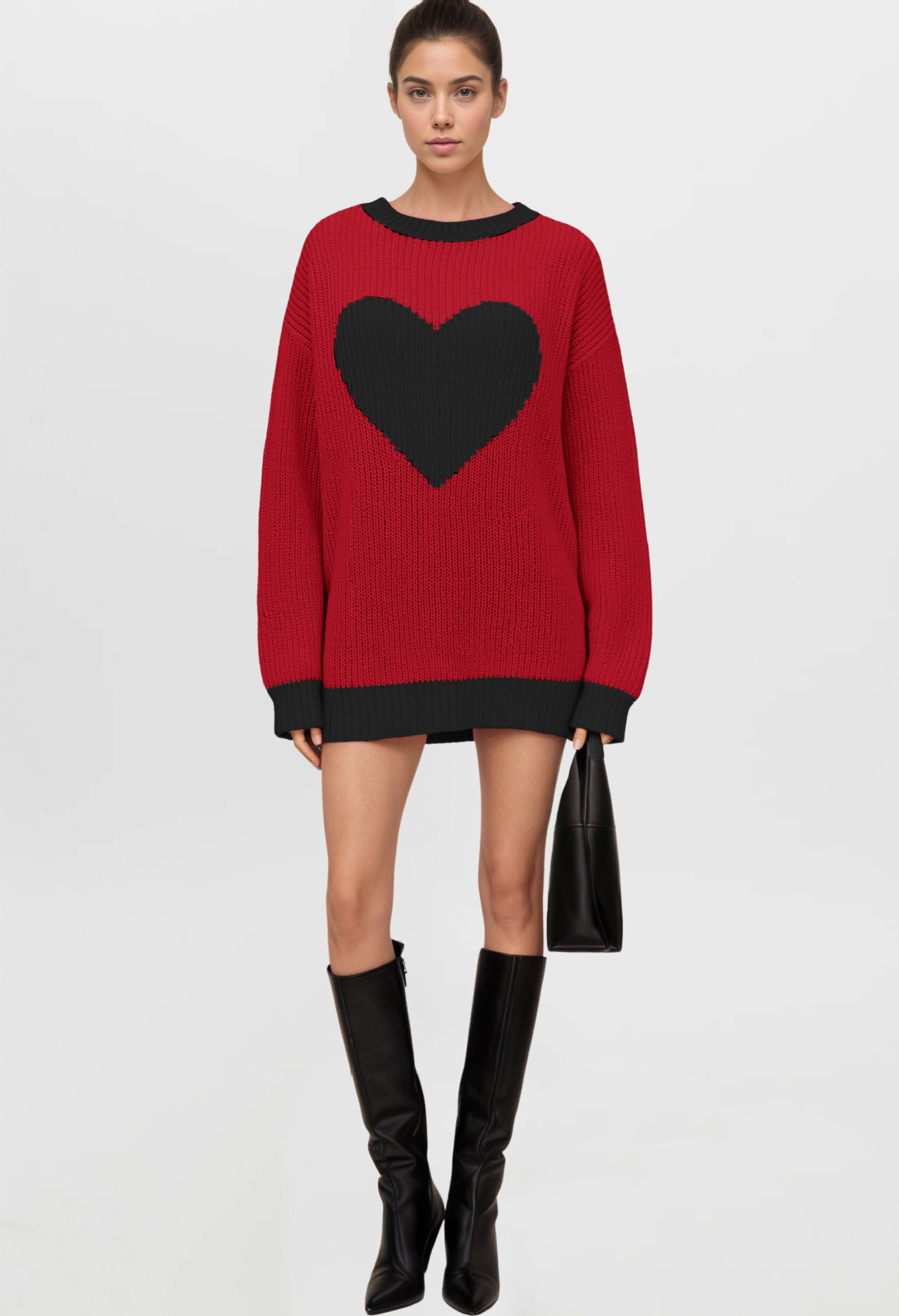 Color-Block Knit Sweater Women's Loose Mid-Length Pullover