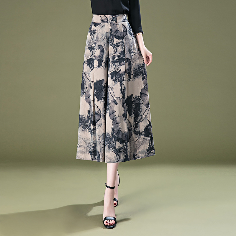 Women's High-Waist Mermaid Wide-Leg Skirt Pants Slimming Elegant