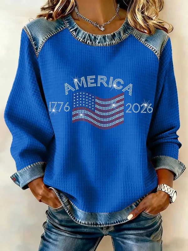 Women's America Print Crewneck Sweatshirt