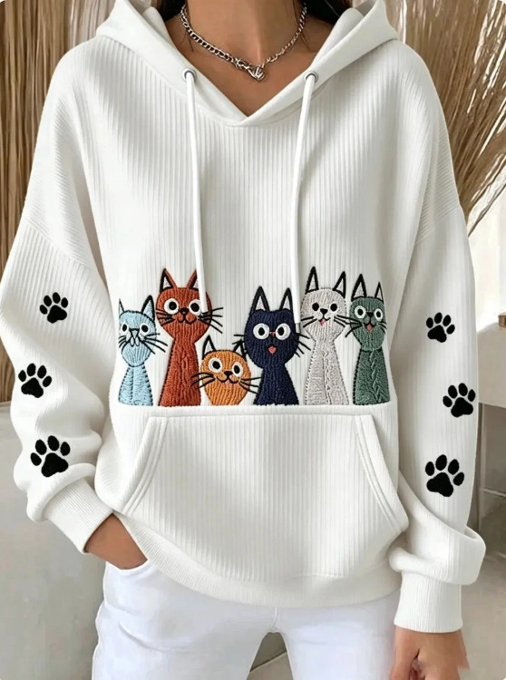 Women's Cat Paw Print Casual Sweatshirt