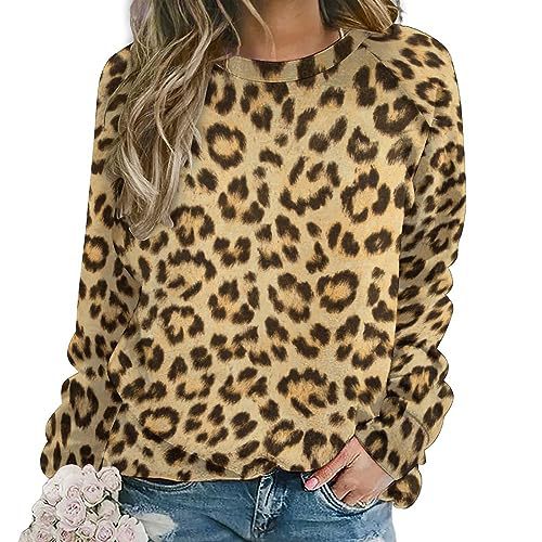 Women's Animal Polka Dot Leopard Print Crewneck Sweatshirt