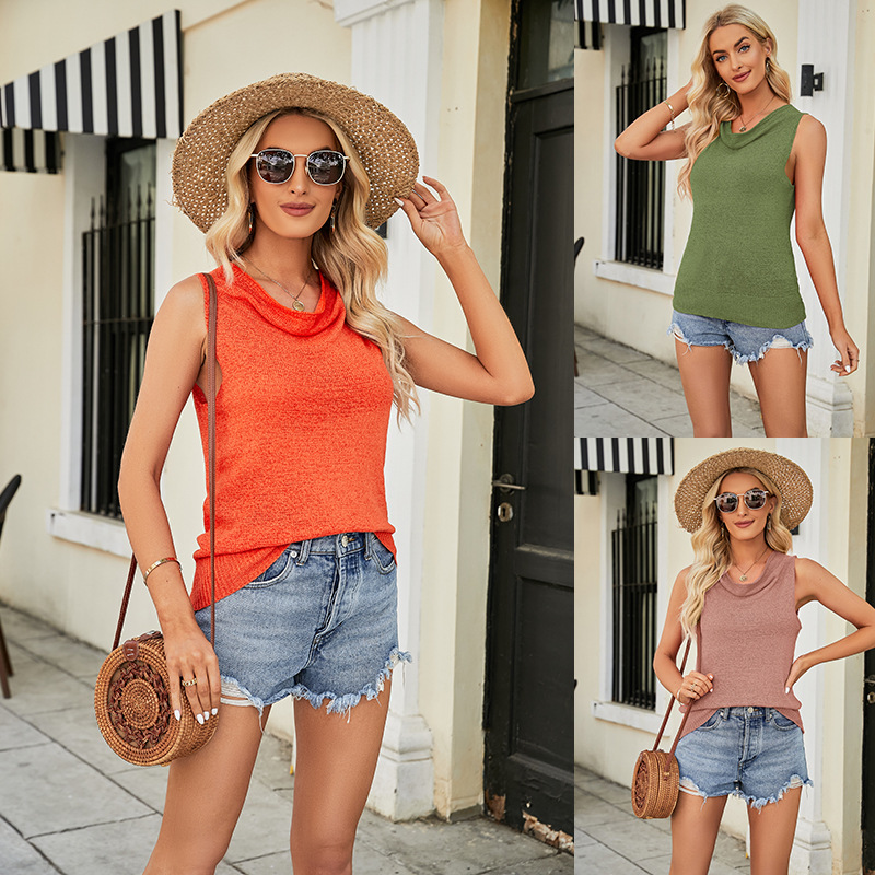 Sleeveless Cowl Neck Knit Top